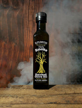 Load image into Gallery viewer, Smoked Olive Oil with smoke and wood