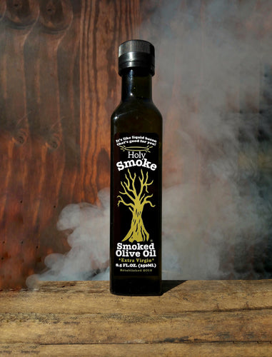 Smoked Olive Oil with smoke and wood